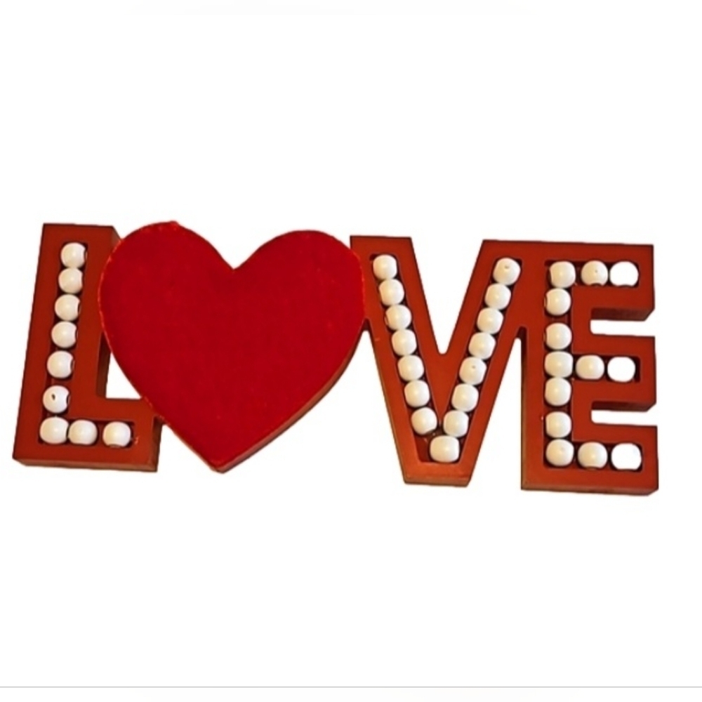 Better Living Brands LLC Valentine Beaded Velvet LOVE table Top 3-D  Home Accent
